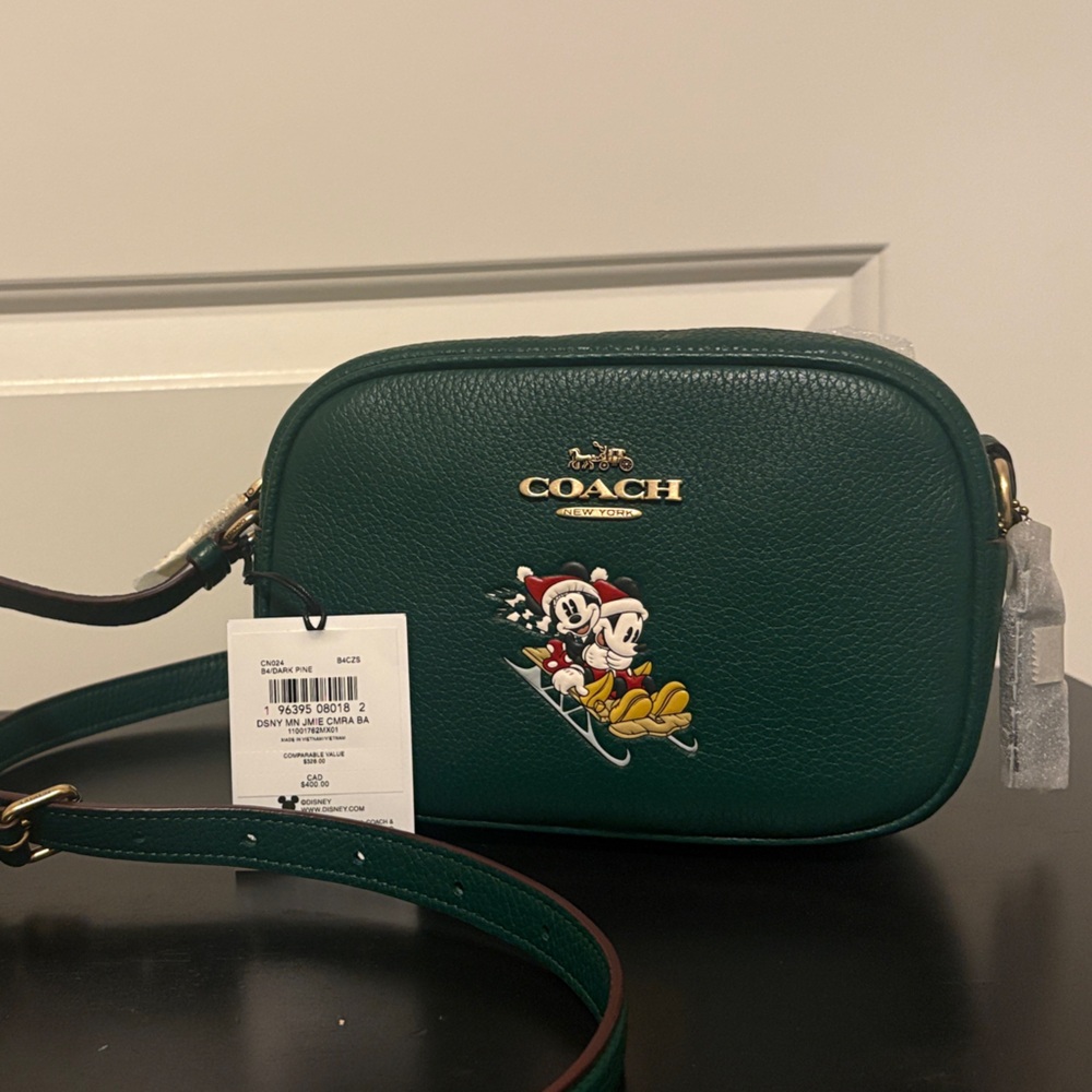 Coach Dark Green Crossbody Bag with Cartoon Design